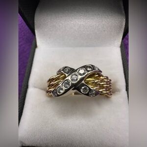 14k Yellow and White gold ring with diamonds.